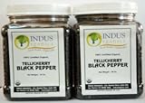 Indus Organics Tellicherry Black Peppercorns 1 Lb (X2 Jars), High Purity & Freshly Packed