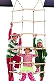Triple-Wide Climbing Rope Ladder, Maple-wood - Natural Wood- 6'H x 36"W