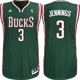 Men's Brandon Jennings #3 Milwaukee Bucks NBA Swingman Basketball Jersey by Adidas (Green-White)(Size=XX-LARGE)
