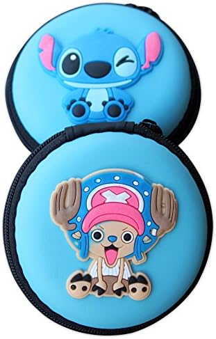 ArdenBox [2-Pack] Kids Portable Mini Zipper Hard Storage Case for Cellphone Earbuds, Headset Earphones Storage with Pouch Organizer (Blue)