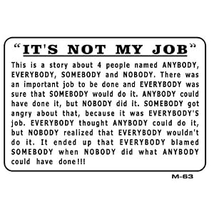 IT'S NOT MY JOB 7x10 Plastic Sign
