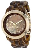Breda Womens 2307-Tort/Gold "Brooke" Oversized Bezel Mother-Of-Pearl Dial Rhinestone Hour Markers Plastic Band Watch