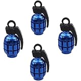 Dreamer Car Antioxidant Aluminum Alloy Hand-grenade Shaped Tire Valve Stems Caps(Red,4pcs)