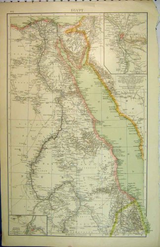 1895 MAP EGYPT SOUTH AFRICA RED SEA KHARTUM CAIRO