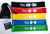 Home Gym Resistance Loop Bands Set for Exercise with 5 Levels of Strength (Light, Medium, Heavy, Super Heavy, Too Heavy) Wrap Around Ankles, Calves, Knees or Wrist