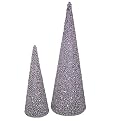 Glitter Tabletop Tree Set of 2 - Silver (5.25x16" and 3.5x10")