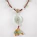 Brown Braided Cord with Carved Green Jade Lantern Pendant, #8945