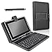 SQdeal New 2015 PU Leather Folio Cover and keyboard Case Stand for 7 inch Google Andorid Tablet PC with Touch Pen for Gift