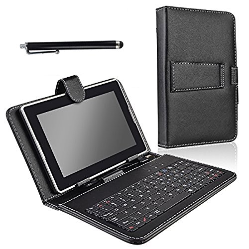 SQdeal New 2015 PU Leather Folio Cover and keyboard Case Stand for 7 inch Google Andorid Tablet PC with Touch Pen for Gift