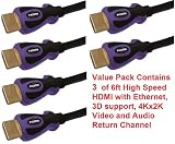 PTC Premium Gold Series High Speed HDMI Cable, 6 feet (3-Pack)