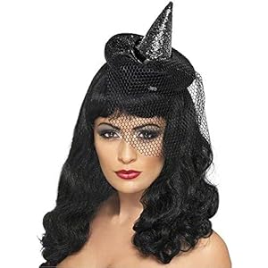 Black Glitter Mini Witch Hat - One Size