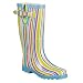 Women's Sassy Stripe Rain Boots - Blue