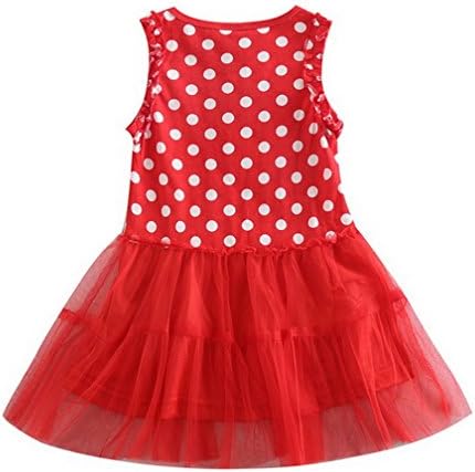 peppa pig clothing Little Girls' Summer Cartoon Lace Polka Dot Stitching Sling Cake Sundress Natural Cotton dresses,Red,3T(2-3Y)
