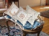 Beaded Silver Flower Design Embroidered 18' X 18 Cushion Cover