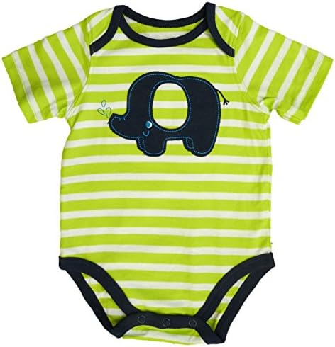 Jumping Bean Infant Boy Green Striped Elephant Creeper Style Snap Bottom T-Shirt