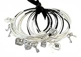Bracelet Set - 16 Pc Mixed Bangle and Charm Bangles ~ Hearts, Locks and Keys