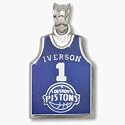 Allen Iverson Detroit Pistons "Iverson 1" 5/8" Enamel Jersey Pendant - Sterling Silver Jewelry