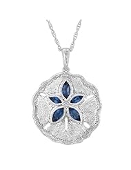 London Blue Topaz and Created White Sapphire Sand Dollar Pendant