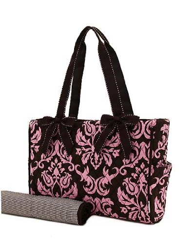 Belvah Quilted Damask 2pc Bag (Brown/Pink)