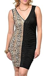 Plus Size Sexy Animal Print Jeweled Polyester  Dress
