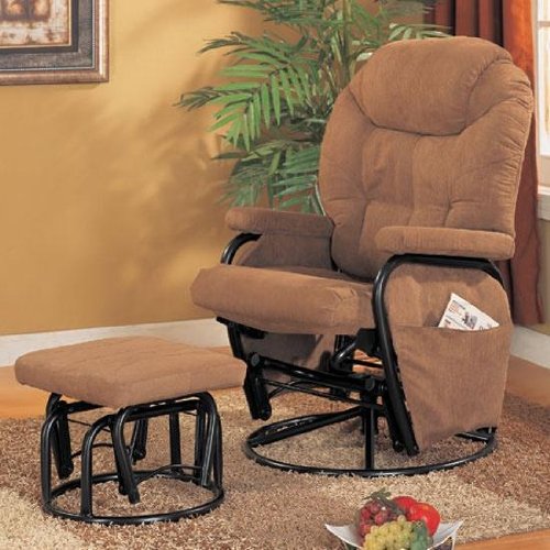 Recliners with Ottomans Deluxe Swivel Glider with Matching Ottoman by Coaster