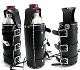 NEWステンガソリン携行ボトル付黒 900cc本革ホルダー バイカー・ツーリング・ハーレー ガソリン