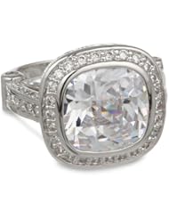CZ by Kenneth Jay Lane "Basic Collection" Cubic Zirconia Border Cushion Ring, Size 7