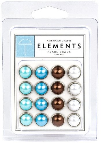 American Crafts Elements Pearl Brads, Baby Boy 