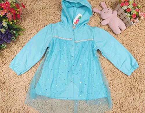 Girls' Snow Princess Fancy Hoodie Jacket (110, Blue)