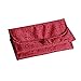Greenery Large Capacity 4-Layer Roll-up Travel Storage Bag Foldable Toiletry Bags Organizer Cosmetic Makeup Bag Pouch with a Flexible Hanging Hook (Red)