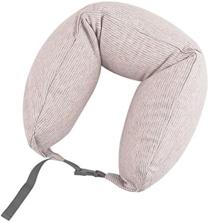 Neck Pillow, HONOLULU CAT Premium Pure Cotton Stripe U-Shape Neck Pillow for Sleep (Slim Stripe, Pink)