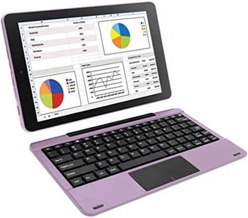 RCA Viking Pro 10.1" 2-in-1 Tablet 32GB Quad Core Computer Laptop Purple Touchscreen WIFI Bluetooth Android 5.0 OS (Lollipop)