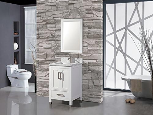 MTD Bath NY-24 New York Single Sink Modern Bathroom Vanity with Mirror, 24" W, White