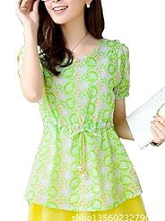 General Print Lace Bubble Dress Corset   Waistline Short  Dress