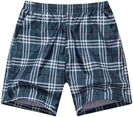 YGWL Men's Casual Swimwear Shorts Beachwear Grid pants