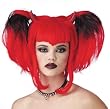Wig Pixie Demon Black and Red Costume Wig