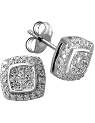10K White Gold Halo Diamond Cluster Stud Earrings (1/2 carat H-I Color, SI2-I1 Clarity)