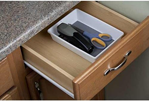 2 Pack - Plastic Storage Bins / Drawer Organizer, White (9.7" x 6.8" x 2")