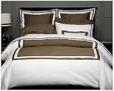 Pinzon Hotel Banded Egyptian Cotton Sateen Full/Queen Duvet, Loden