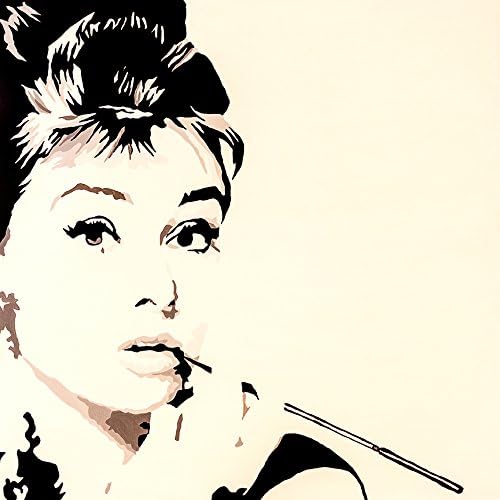 Buyartforless Just Smokin by PopArtQueen 12x12 Art Print Poster Wall Decor Pop Art Poster Audrey Hepburn Pop Art Black and White Hollywood Iconic Beauty Classy Lady