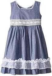 Girls Lace  Sheer  Cotton  Dress With a Bow(s) and Ruffles