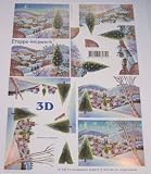 A4 3D step by step Le Suh decoupage sheet - Christmas - winter scenes