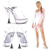 SALE ELLIE C-BROOK 6 Cone Heel Sandal Clear Size 6 at SpikeAngel Sales