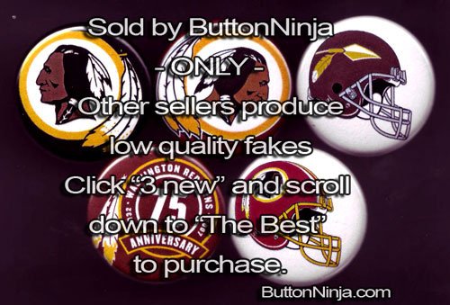 Set of 5 Washington Redskins Pins 1.25
