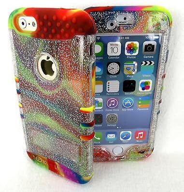 iPhone 6 Hybrid Cover Case Glitter Clear &amp; Tie Dye Shock Resistant Silicone