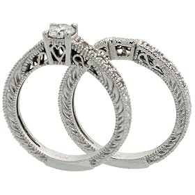 White Gold 2 Piece Wedding Ring Set White Gold 2-Piece Wedding Ring Set design