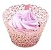 Yansanido 24 set pink Filigree Artistic Bake Little Vine Lace Laser Cut Cupcake Wrapper Cup Muffin Case Trays Collars Wrappers (24pcs pink)