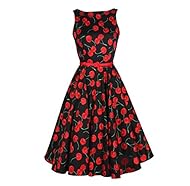 Floral Print Bubble Dress Flared-Skirt Cocktail Vintage Chiffon Prom Dress/Party Dress/Tunic/Jumper 