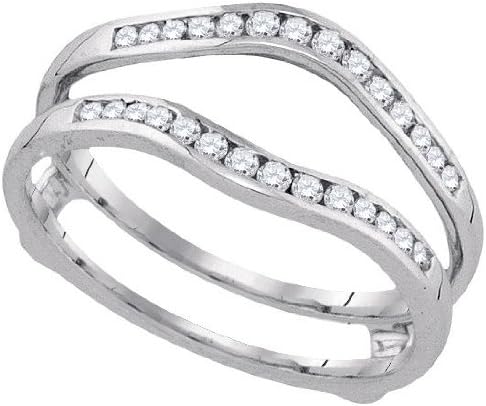 14k White Gold Round Diamond Ring Wrap Guard Wedding Anniversary Band (1/3 .33 cttw Size 7 11 H - I Color )