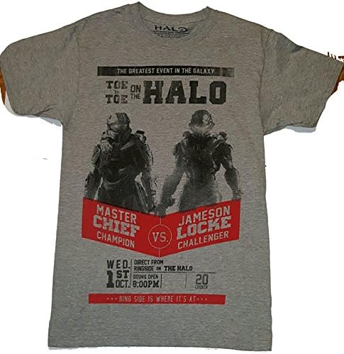 Halo 5 Challenge Master Chief Vs Jameson Locke Graphic Mens T-shirt Grey (X-LARGE)